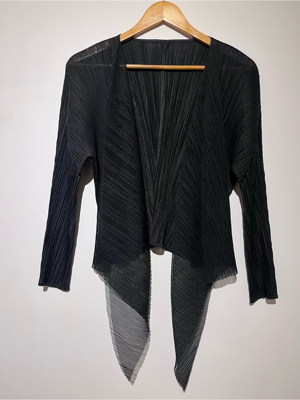 Issey Miyake Black Pleats Please Open-Front Cardigan